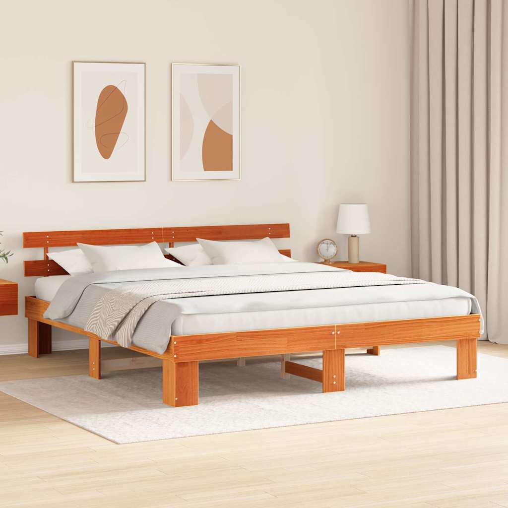 Bedframe Wasbruin 200 x 200 cm Massief grenenhout is nu te koop bij PeponiXL, paradijselijk wonen!