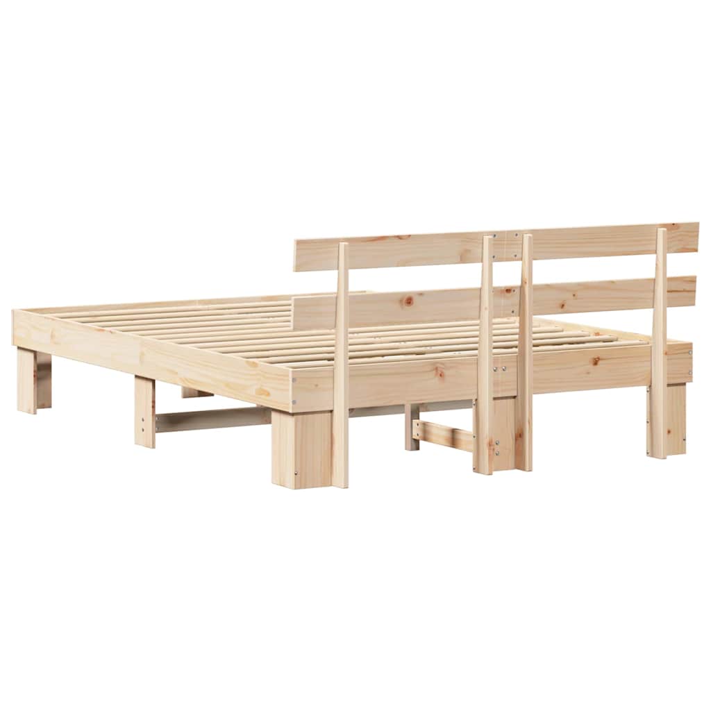 Bedframe met hoofdeinde Naturel 150 x 200 cm Massief grenenhout is nu te koop bij PeponiXL, paradijselijk wonen!