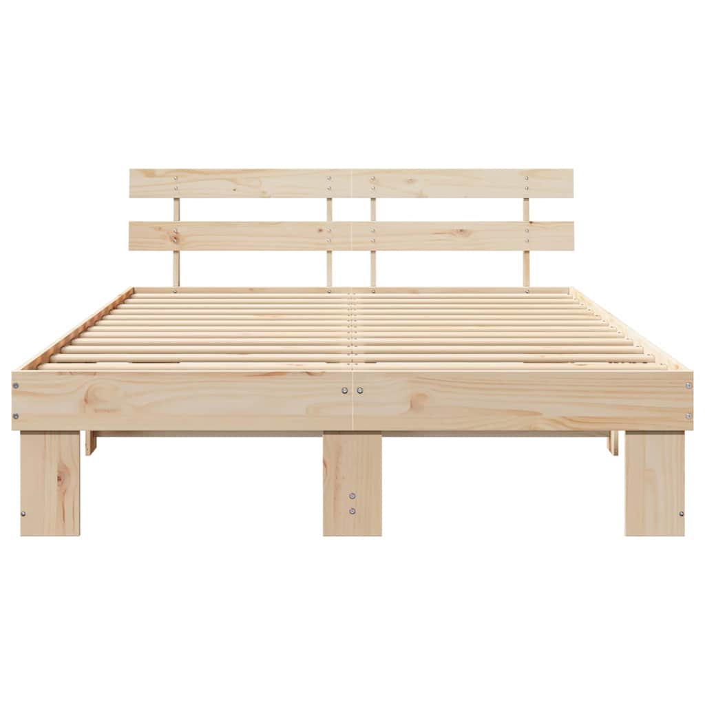 Bedframe met hoofdeinde Naturel 150 x 200 cm Massief grenenhout is nu te koop bij PeponiXL, paradijselijk wonen!