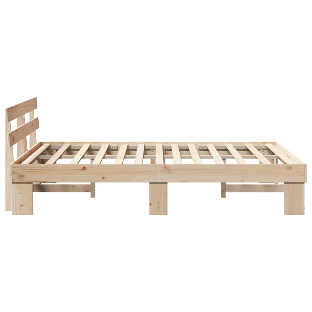 Bedframe met hoofdeinde Naturel 150 x 200 cm Massief grenenhout is nu te koop bij PeponiXL, paradijselijk wonen!