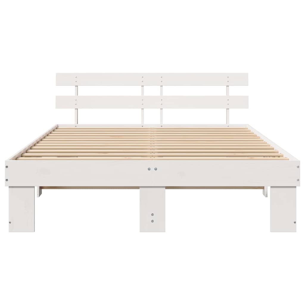 Bedframe met hoofdeinde Wit 150 x 200 cm Massief grenenhout is nu te koop bij PeponiXL, paradijselijk wonen!
