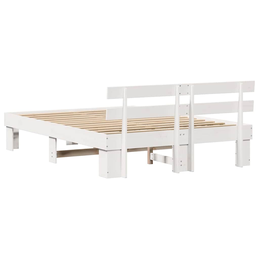 Bedframe met hoofdeinde Wit 140 x 200 cm Massief grenenhout is nu te koop bij PeponiXL, paradijselijk wonen!