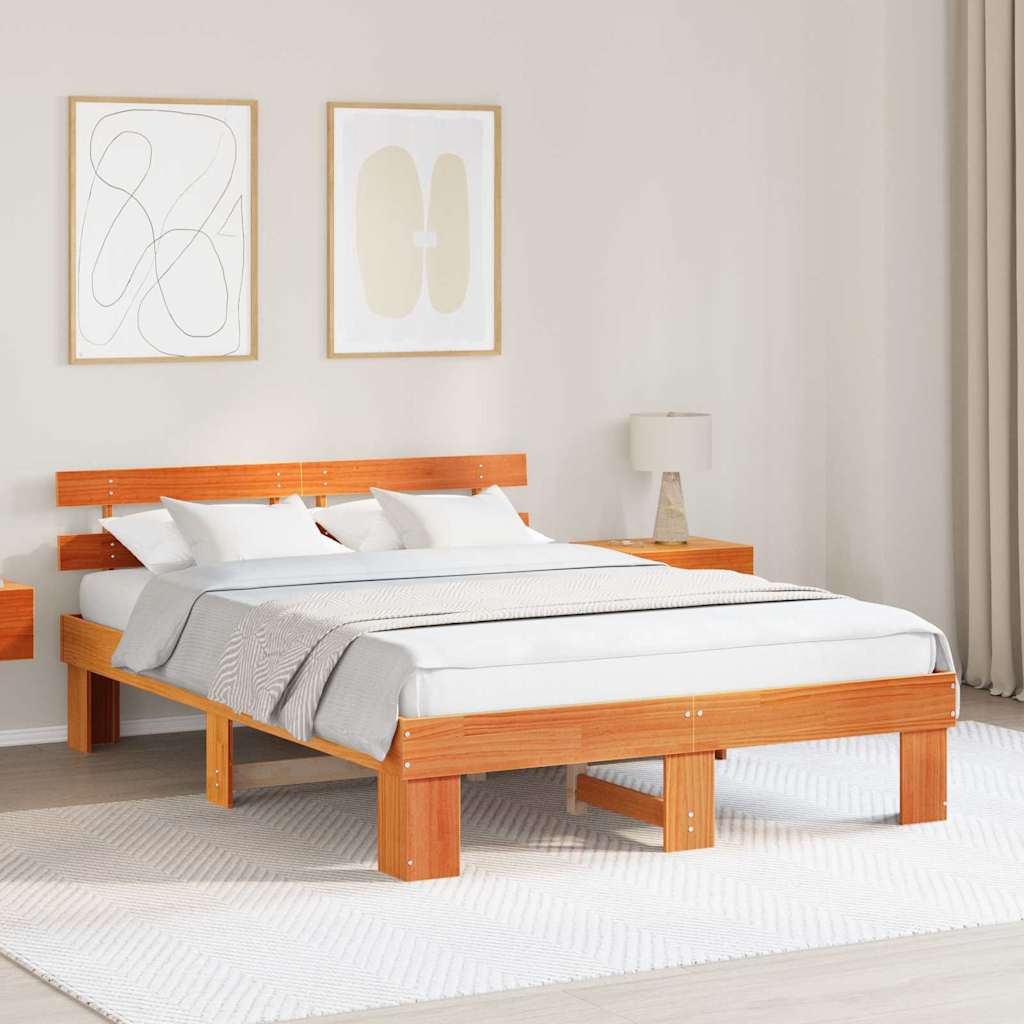 Bedframe Wasbruin 140 x 200 cm Massief grenenhout is nu te koop bij PeponiXL, paradijselijk wonen!