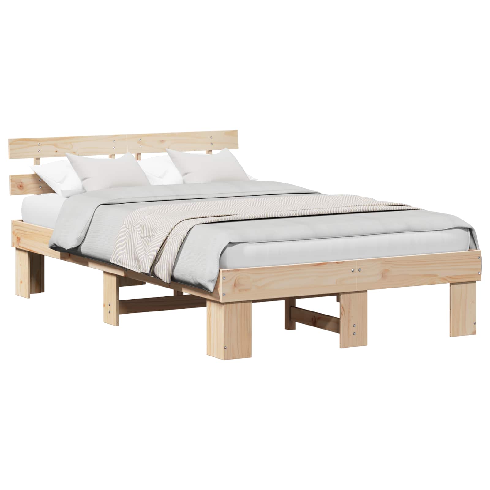 Bedframe met hoofdeinde Naturel 120 x 200 cm Massief grenenhout is nu te koop bij PeponiXL, paradijselijk wonen!