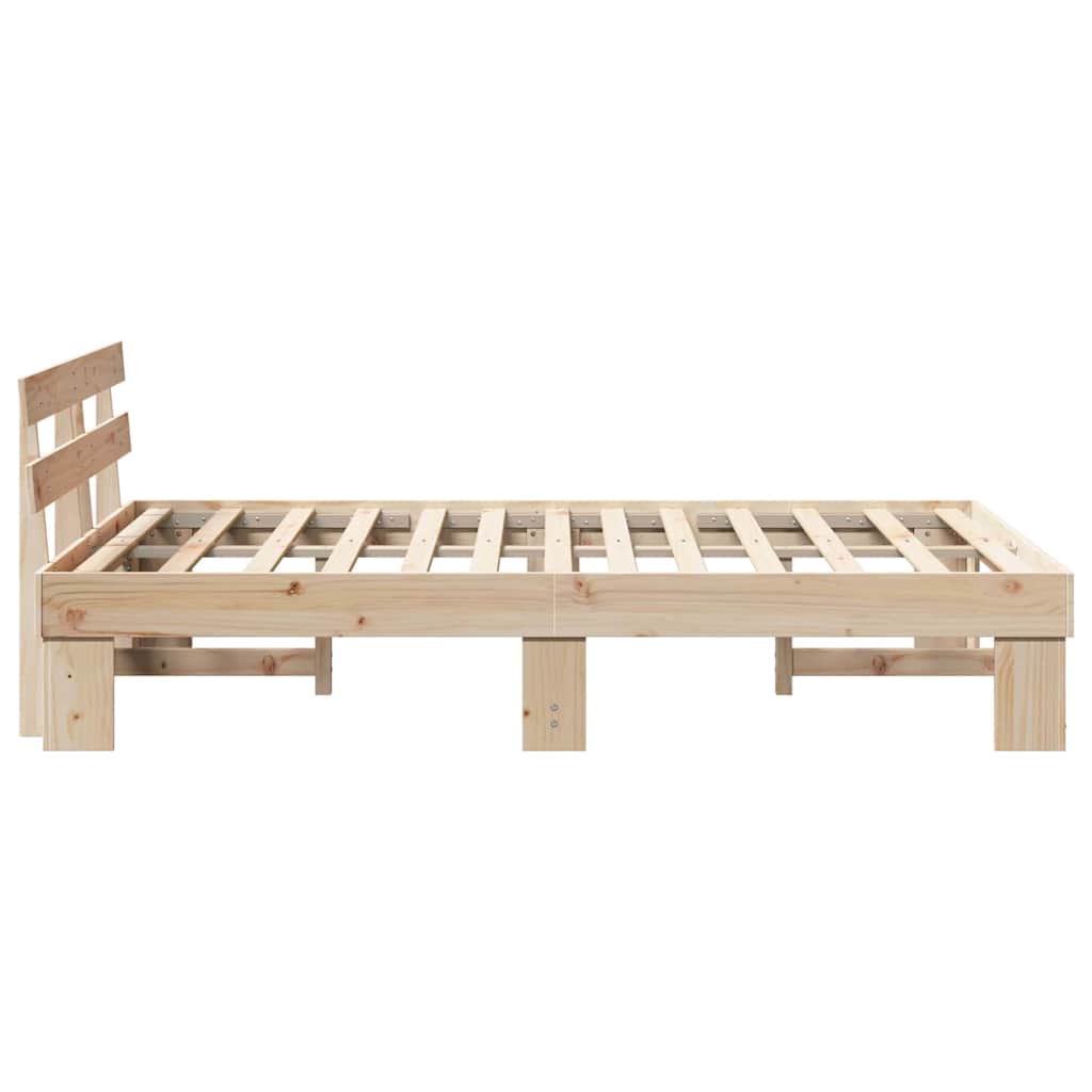 Bedframe met hoofdeinde Naturel 120 x 200 cm Massief grenenhout is nu te koop bij PeponiXL, paradijselijk wonen!