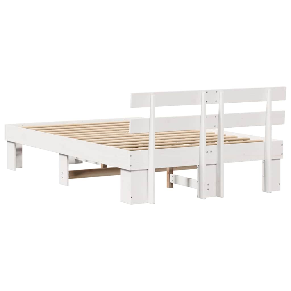 Bedframe met hoofdeinde Wit 120 x 200 cm Massief grenenhout is nu te koop bij PeponiXL, paradijselijk wonen!