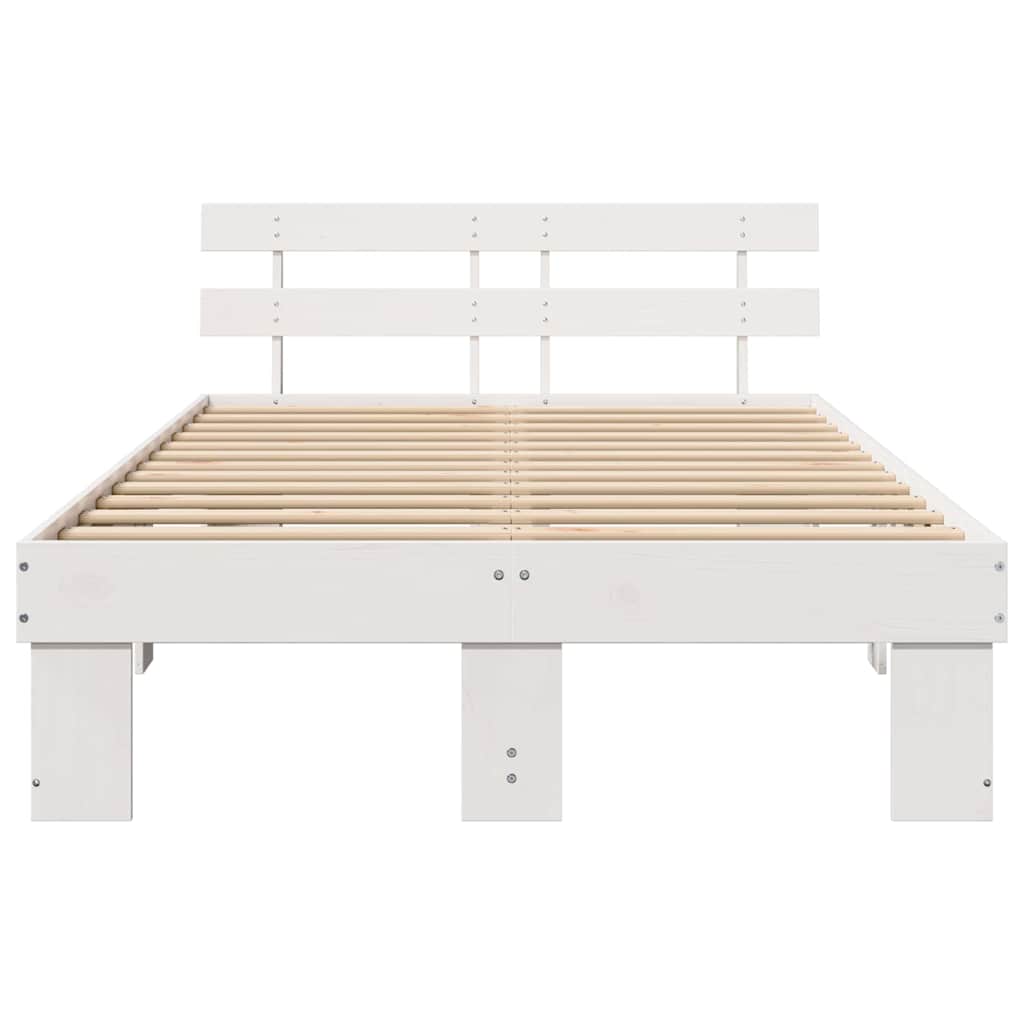 Bedframe met hoofdeinde Wit 120 x 200 cm Massief grenenhout is nu te koop bij PeponiXL, paradijselijk wonen!