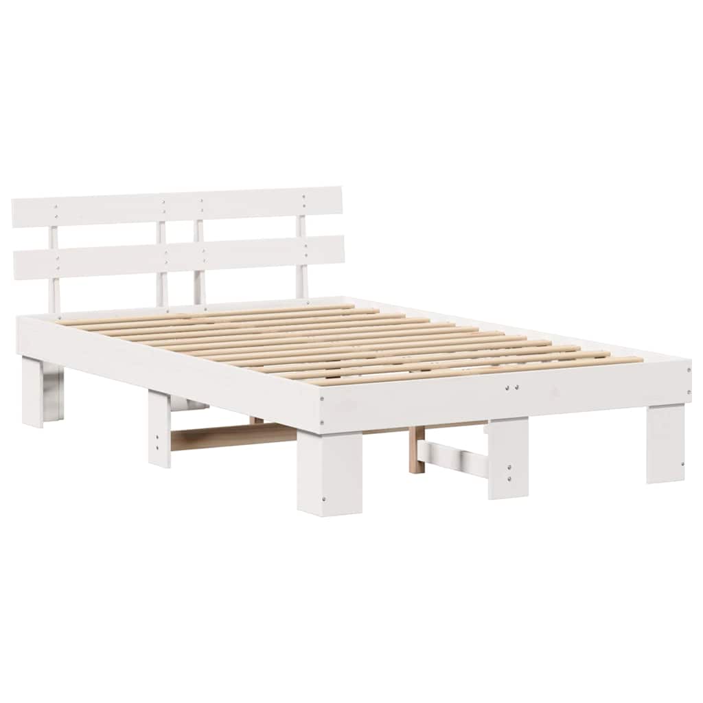 Bedframe met hoofdeinde Wit 120 x 190 cm Massief grenenhout is nu te koop bij PeponiXL, paradijselijk wonen!