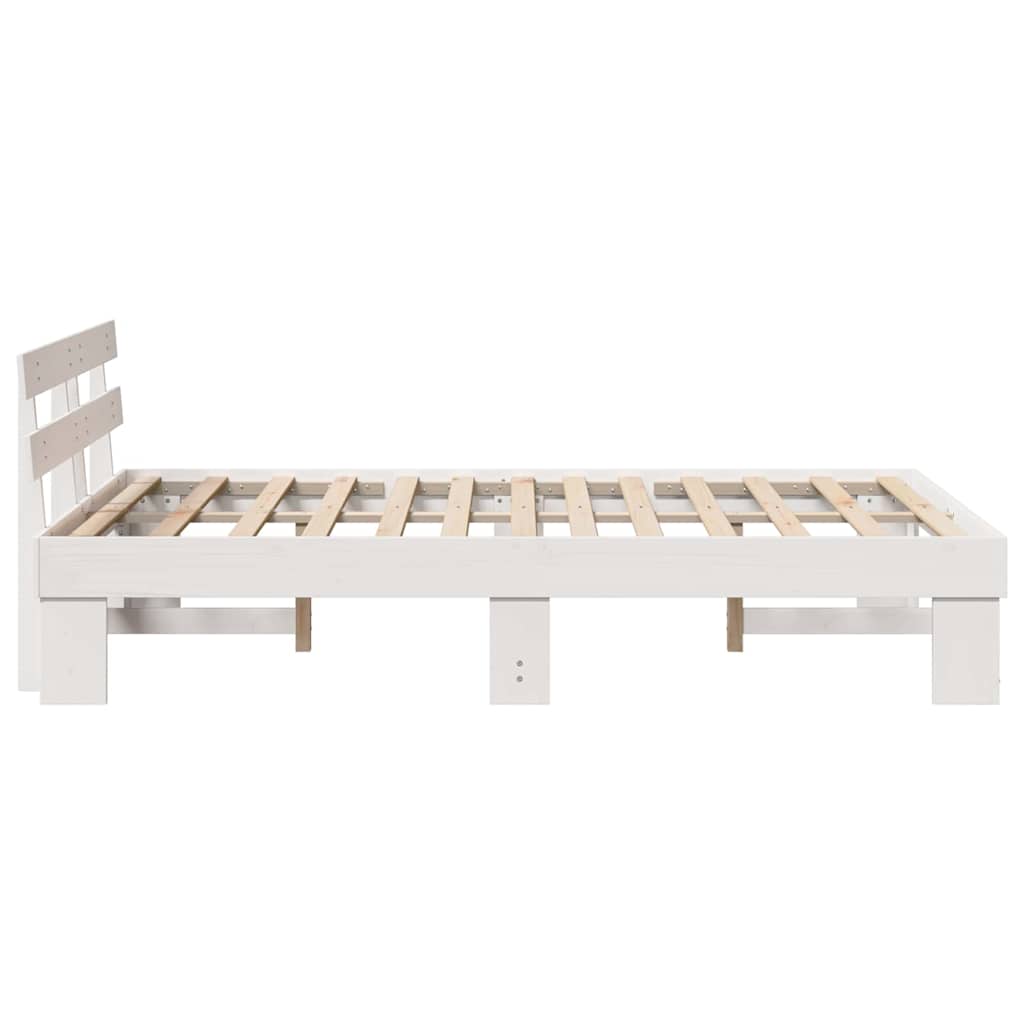 Bedframe met hoofdeinde Wit 120 x 190 cm Massief grenenhout is nu te koop bij PeponiXL, paradijselijk wonen!