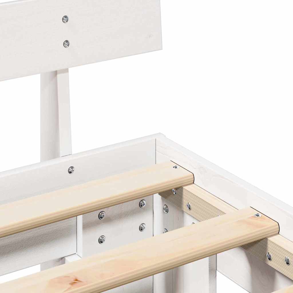 Bedframe met hoofdeinde Wit 90 x 200 cm Massief grenenhout is nu te koop bij PeponiXL, paradijselijk wonen!