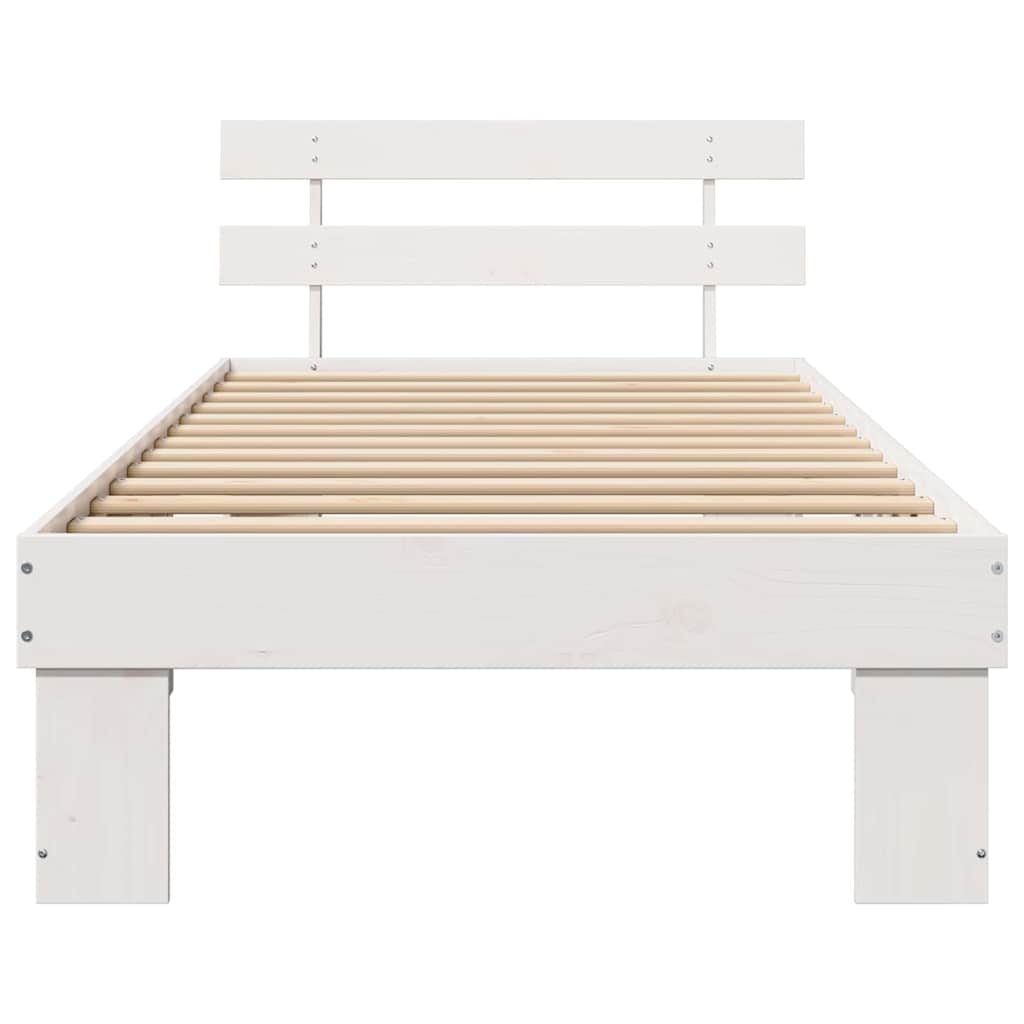 Bedframe met hoofdeinde Wit 90 x 200 cm Massief grenenhout is nu te koop bij PeponiXL, paradijselijk wonen!