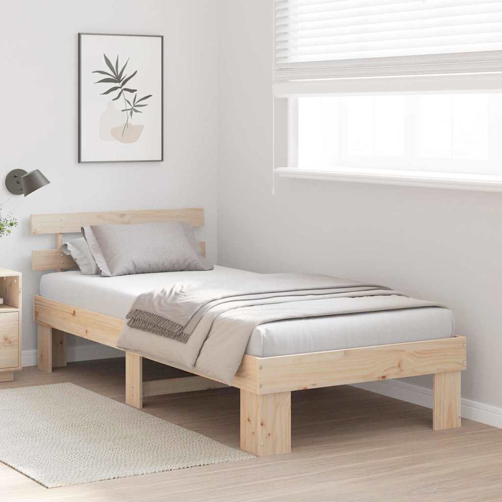 Bedframe met hoofdeinde Naturel 80 x 200 cm Massief grenenhout is nu te koop bij PeponiXL, paradijselijk wonen!