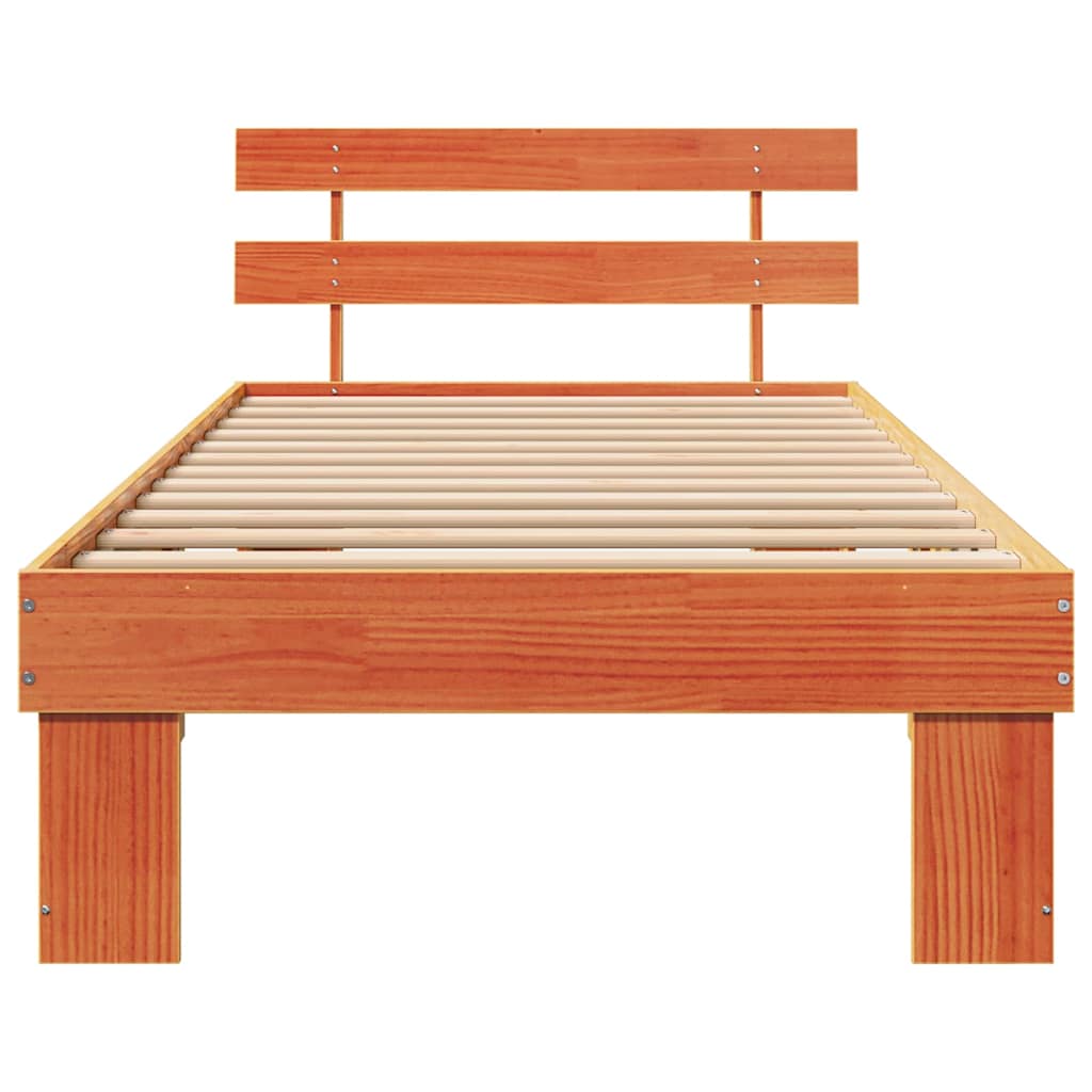 Bedframe met hoofdeinde Wasbruin 80 x 200 cm Massief grenenhout is nu te koop bij PeponiXL, paradijselijk wonen!