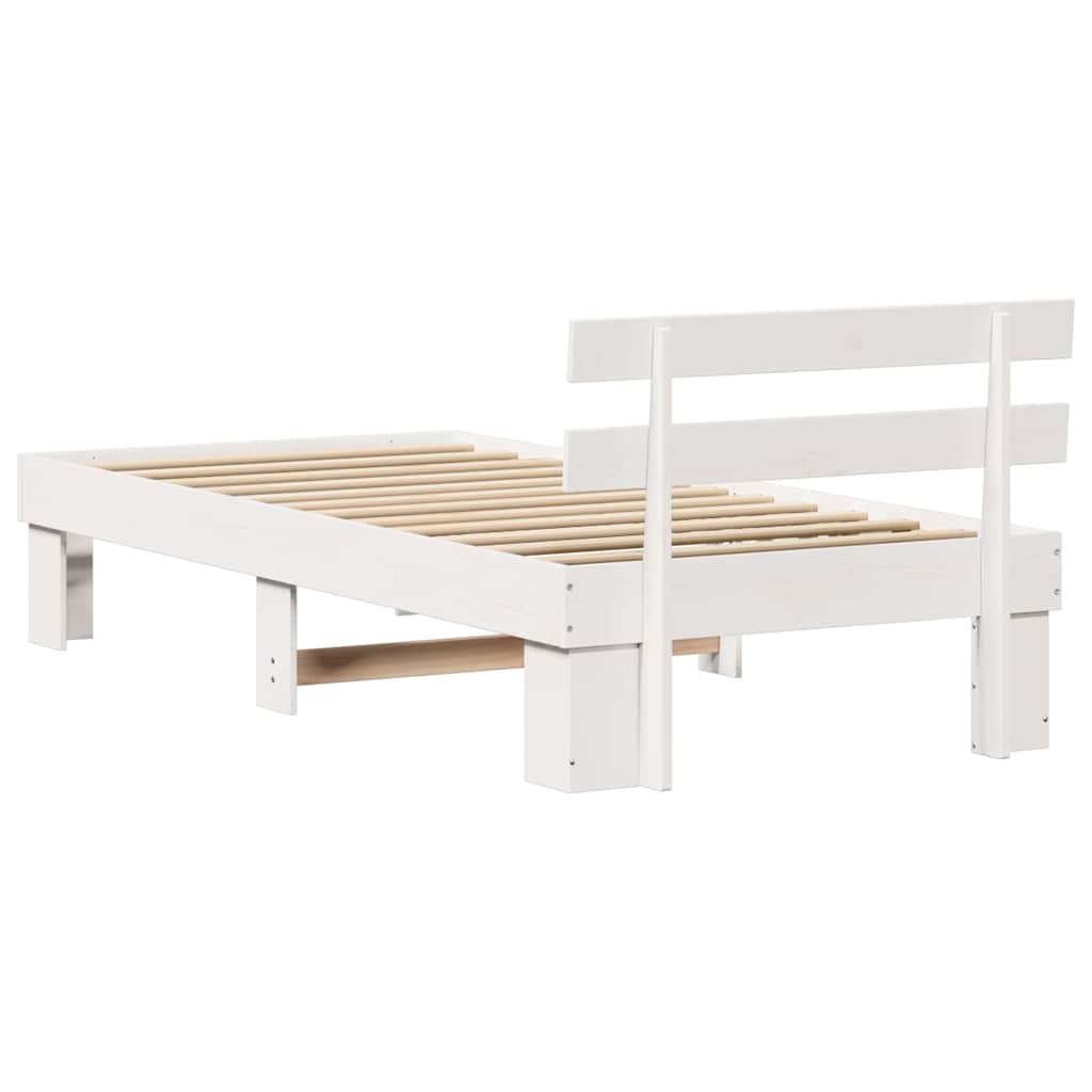 Bedframe met hoofdeinde Wit 90 x 190 cm Massief grenenhout is nu te koop bij PeponiXL, paradijselijk wonen!