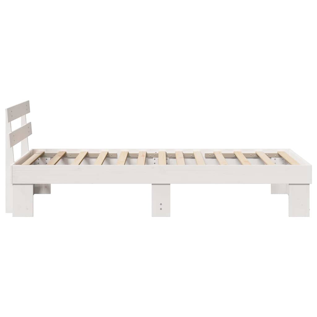 Bedframe met hoofdeinde Wit 90 x 190 cm Massief grenenhout is nu te koop bij PeponiXL, paradijselijk wonen!