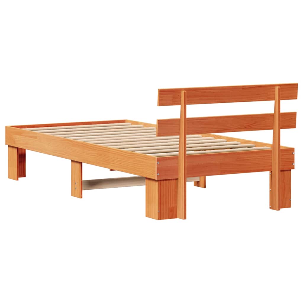 Bedframe met hoofdeinde Wasbruin 90 x 190 cm Massief grenenhout is nu te koop bij PeponiXL, paradijselijk wonen!