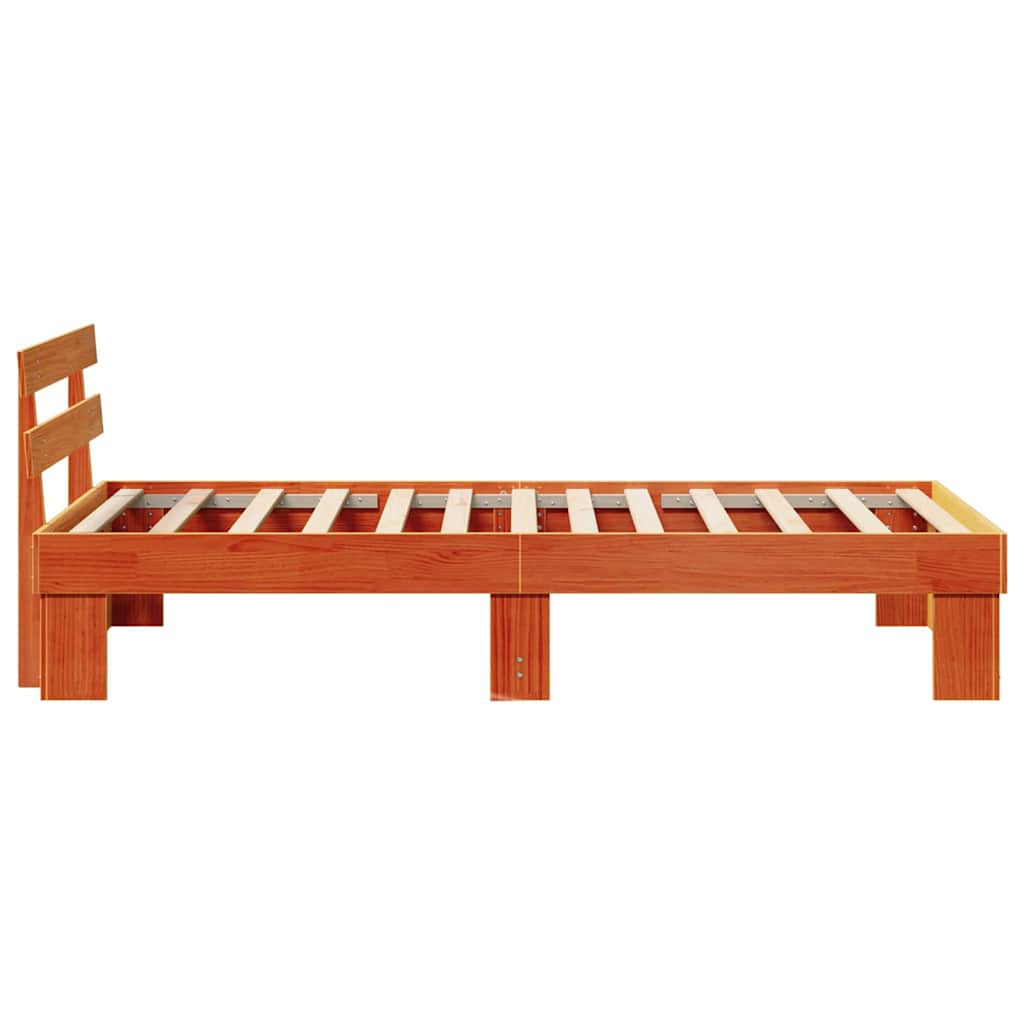 Bedframe met hoofdeinde Wasbruin 90 x 190 cm Massief grenenhout is nu te koop bij PeponiXL, paradijselijk wonen!