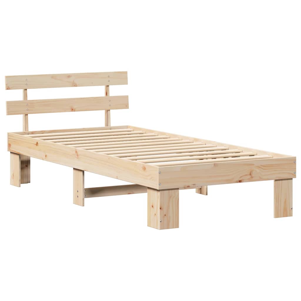 Bedframe met hoofdeinde Naturel 75 x 190 cm Massief grenenhout is nu te koop bij PeponiXL, paradijselijk wonen!