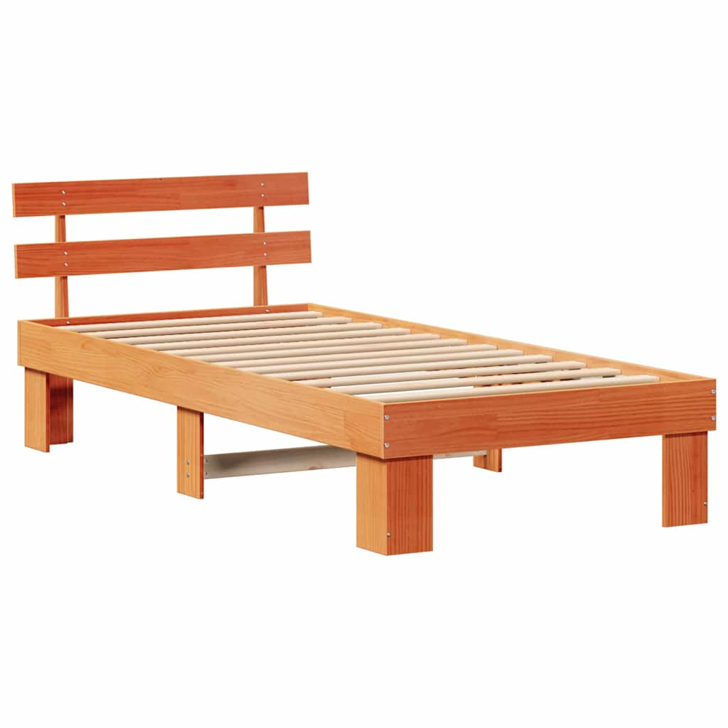 Bedframe met hoofdeinde Wasbruin 75 x 190 cm Massief grenenhout is nu te koop bij PeponiXL, paradijselijk wonen!