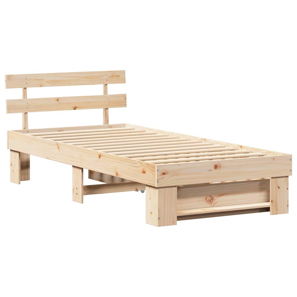 Bedframe met hoofdeinde Naturel 100 x 200 cm Massief grenenhout is nu te koop bij PeponiXL, paradijselijk wonen!