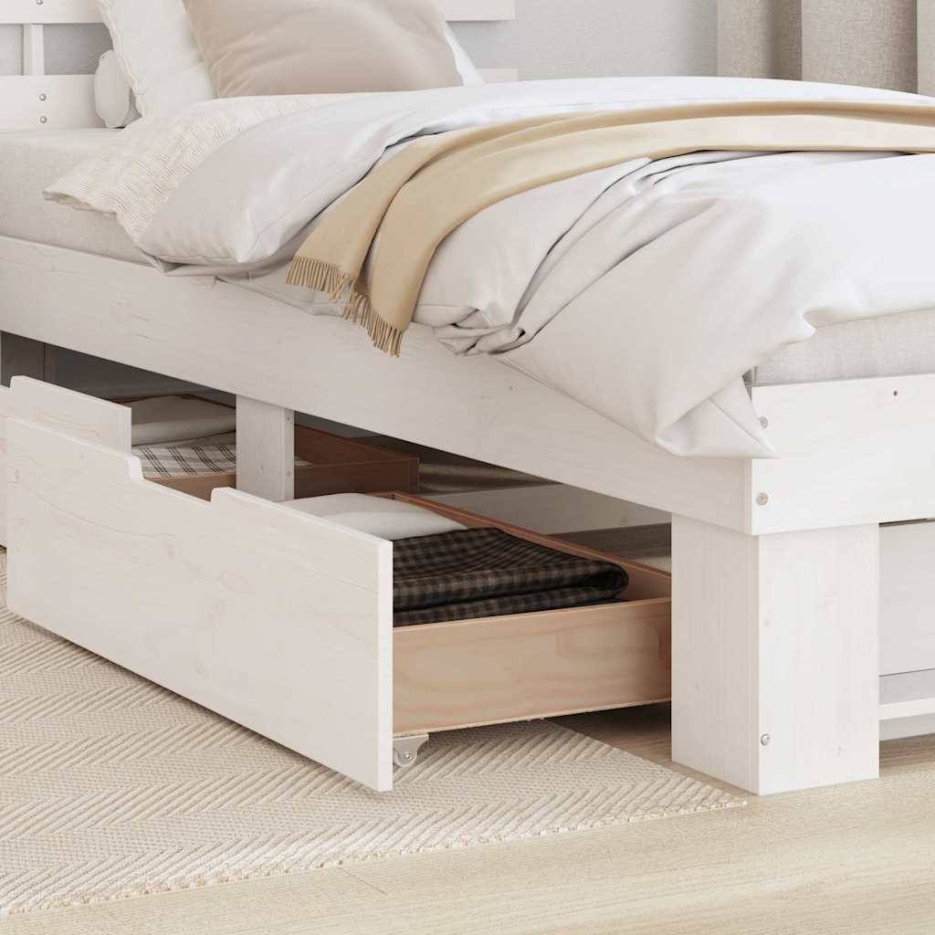 Bedframe met hoofdeinde Wit 90 x 200 cm Massief grenenhout is nu te koop bij PeponiXL, paradijselijk wonen!