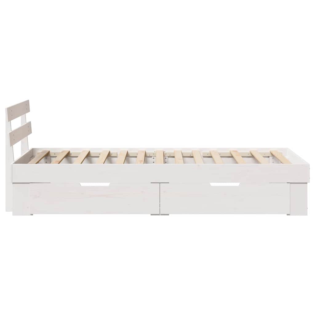Bedframe met hoofdeinde Wit 90 x 200 cm Massief grenenhout is nu te koop bij PeponiXL, paradijselijk wonen!