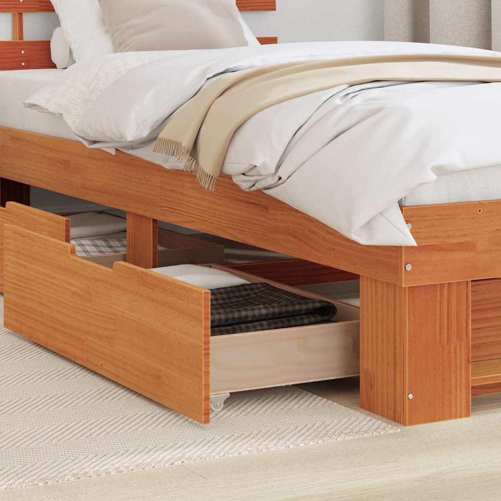 Bedframe met hoofdeinde Wasbruin 90 x 200 cm Massief grenenhout is nu te koop bij PeponiXL, paradijselijk wonen!