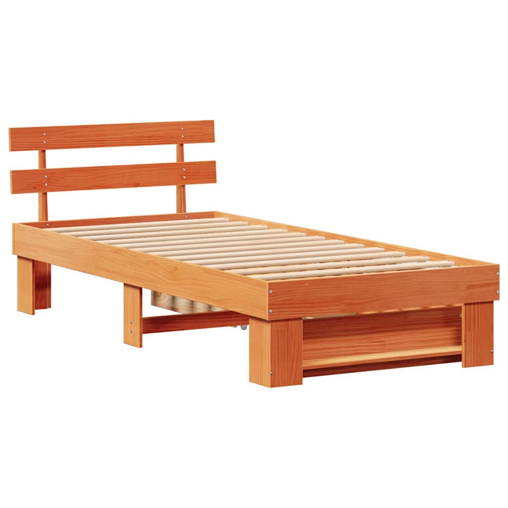 Bedframe met hoofdeinde Wasbruin 90 x 200 cm Massief grenenhout is nu te koop bij PeponiXL, paradijselijk wonen!