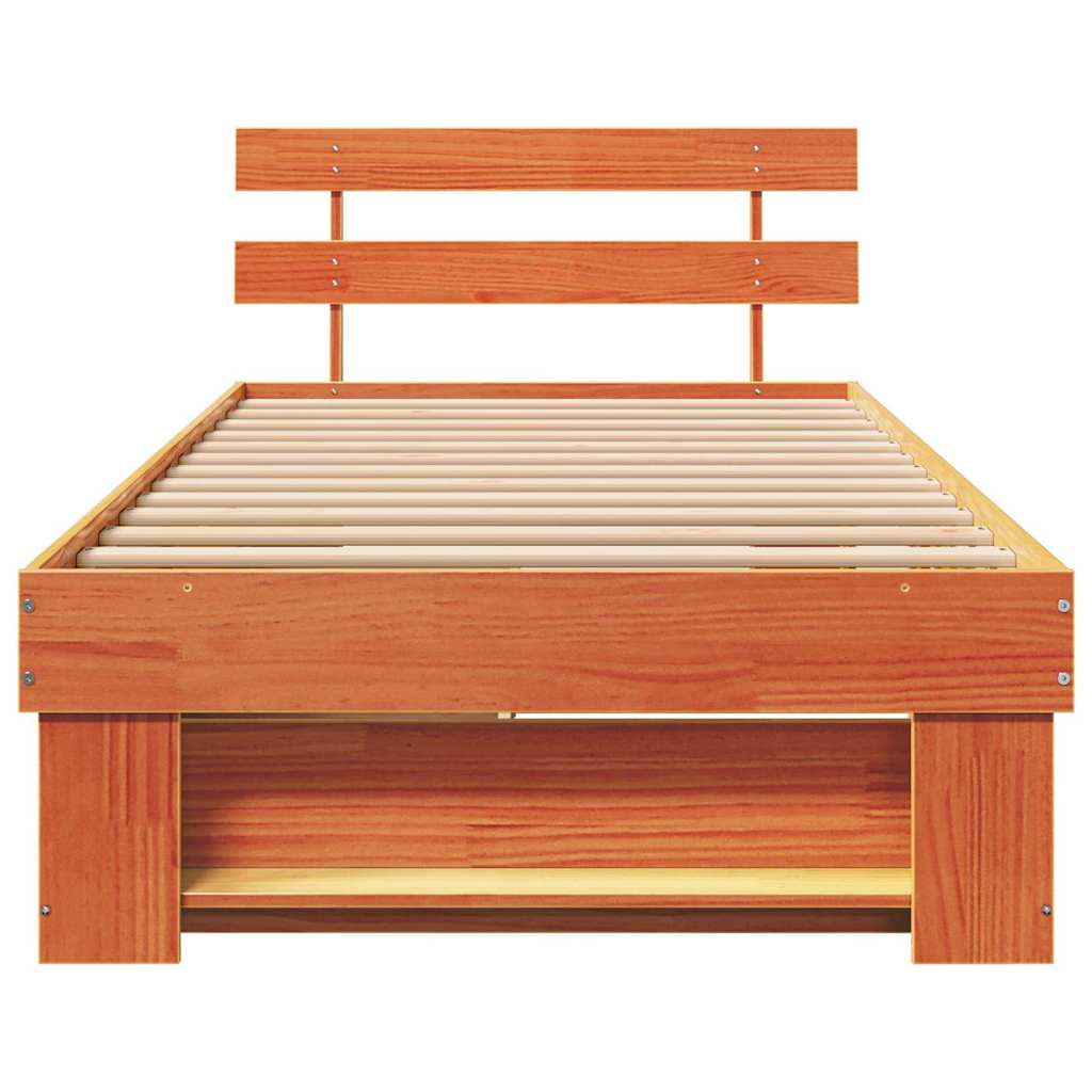Bedframe met hoofdeinde Wasbruin 90 x 200 cm Massief grenenhout is nu te koop bij PeponiXL, paradijselijk wonen!