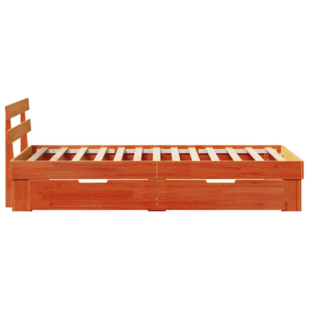 Bedframe met hoofdeinde Wasbruin 90 x 200 cm Massief grenenhout is nu te koop bij PeponiXL, paradijselijk wonen!