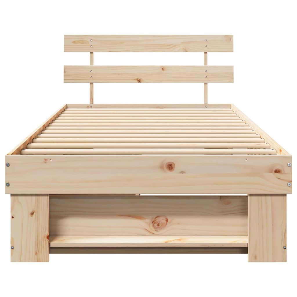 Bedframe met hoofdeinde Naturel 90 x 190 cm Massief grenenhout is nu te koop bij PeponiXL, paradijselijk wonen!