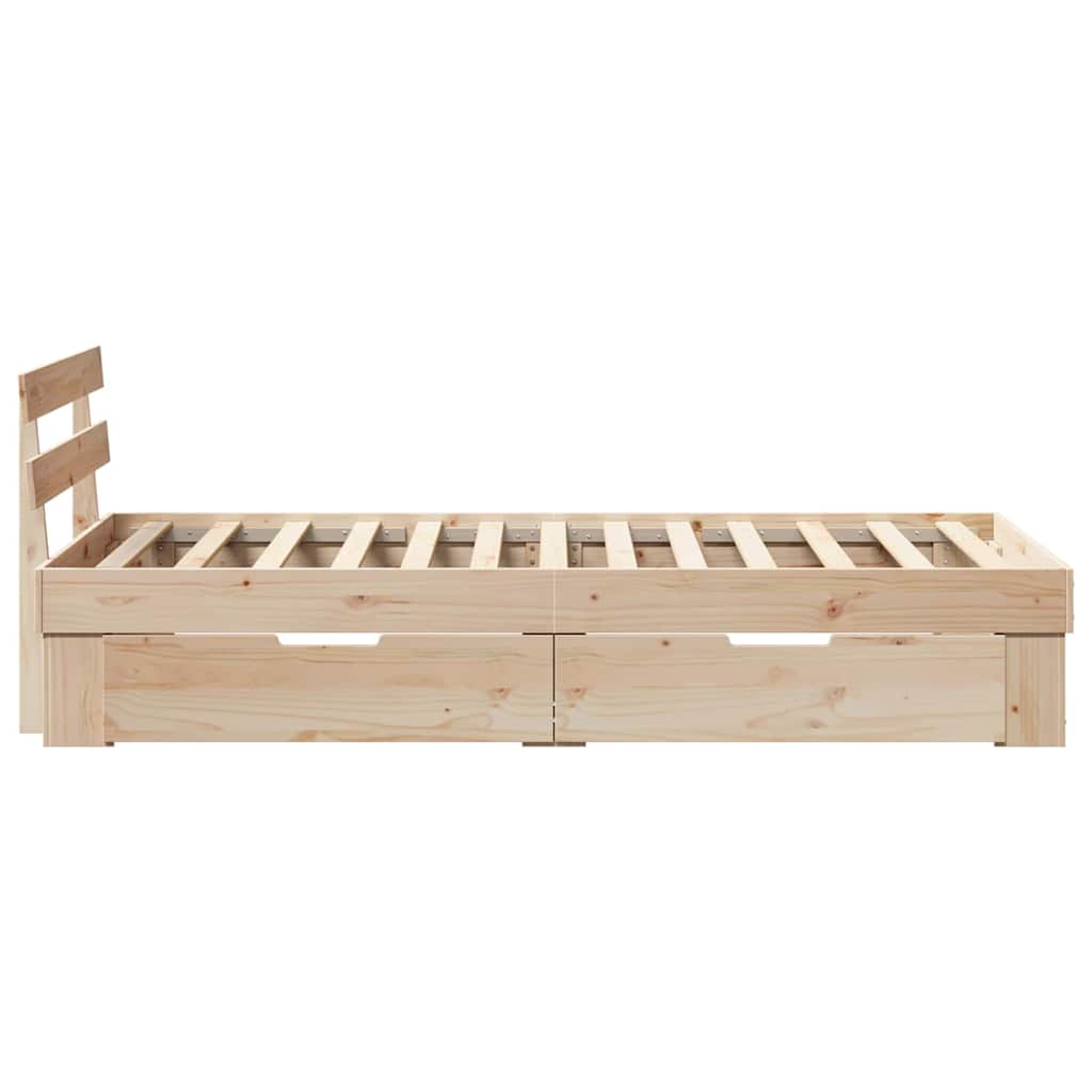 Bedframe met hoofdeinde Naturel 75 x 190 cm Massief grenenhout is nu te koop bij PeponiXL, paradijselijk wonen!