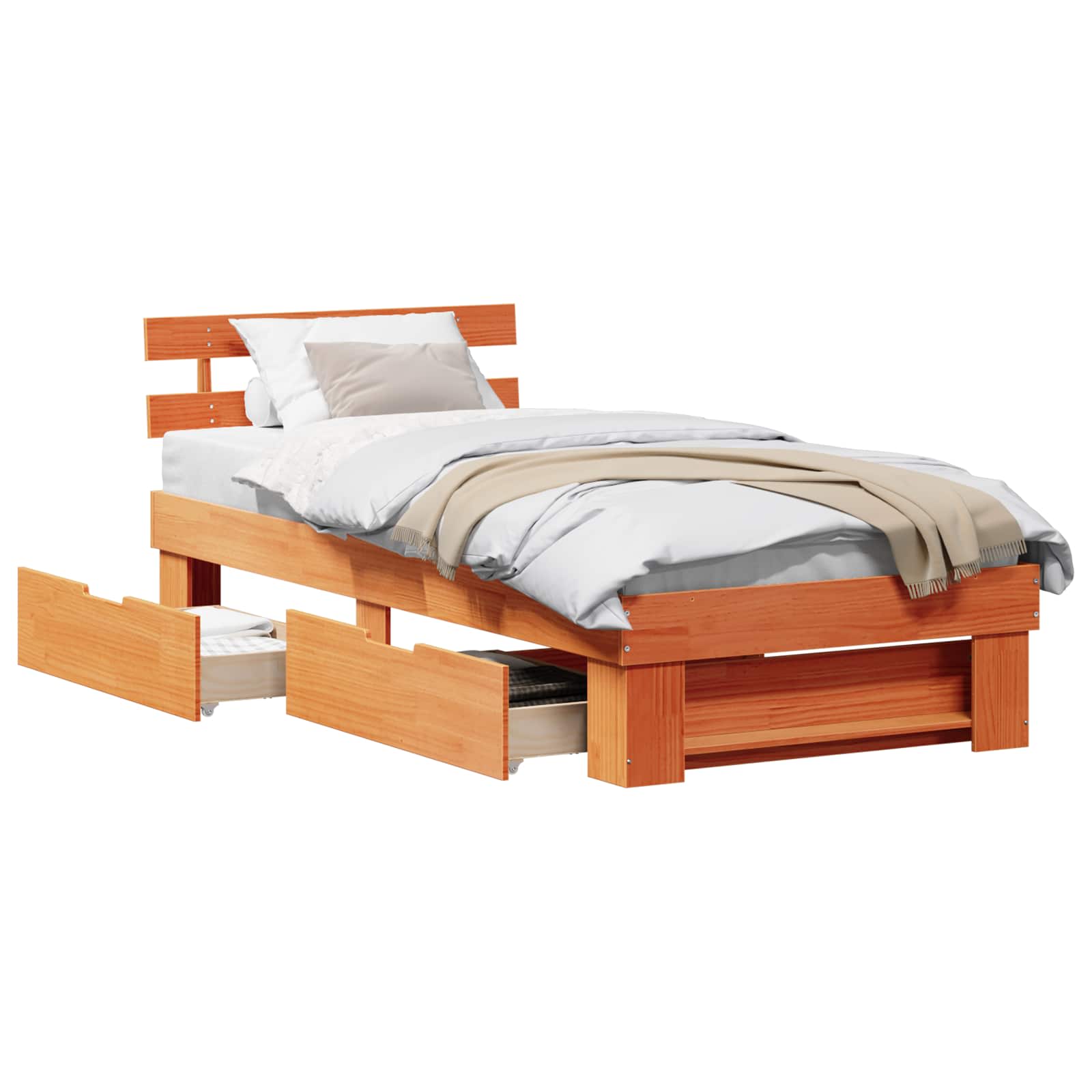 Bedframe met hoofdeinde Wasbruin 75 x 190 cm Massief grenenhout is nu te koop bij PeponiXL, paradijselijk wonen!