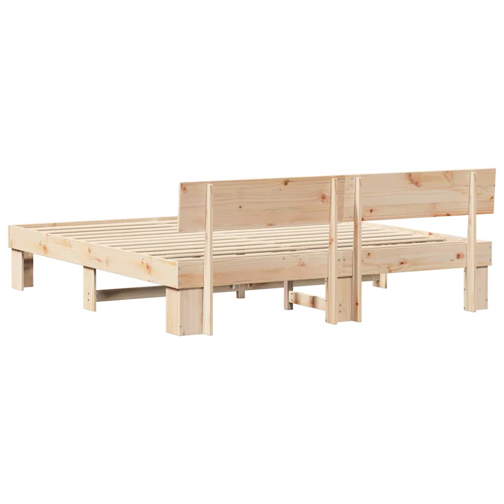 Bedframe met hoofdeinde Naturel 180 x 200 cm Massief grenenhout is nu te koop bij PeponiXL, paradijselijk wonen!