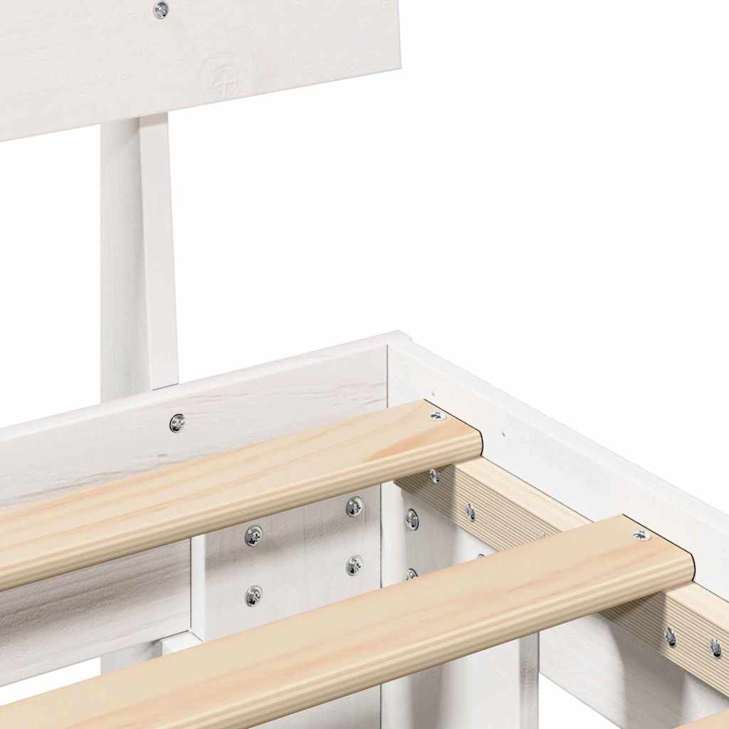 Bedframe met hoofdeinde Wit 180 x 200 cm Massief grenenhout is nu te koop bij PeponiXL, paradijselijk wonen!