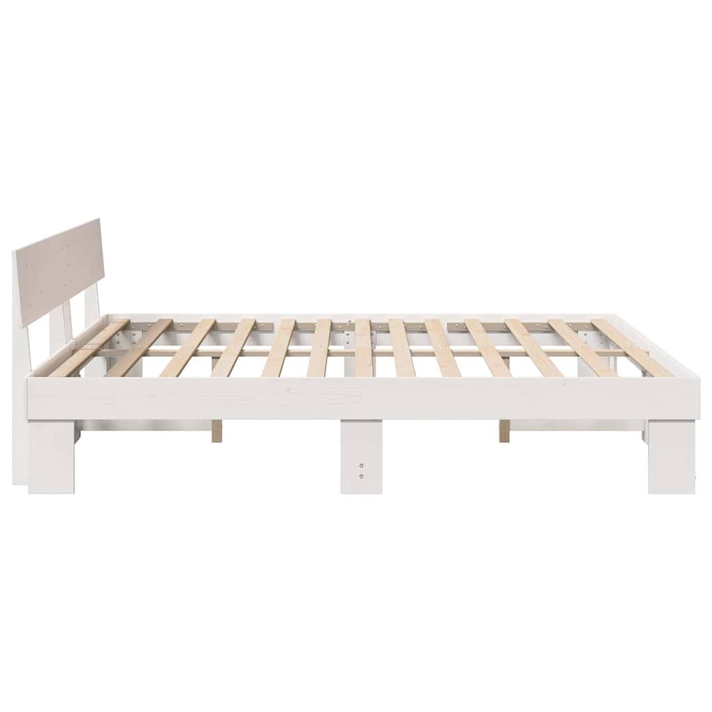 Bedframe met hoofdeinde Wit 180 x 200 cm Massief grenenhout is nu te koop bij PeponiXL, paradijselijk wonen!