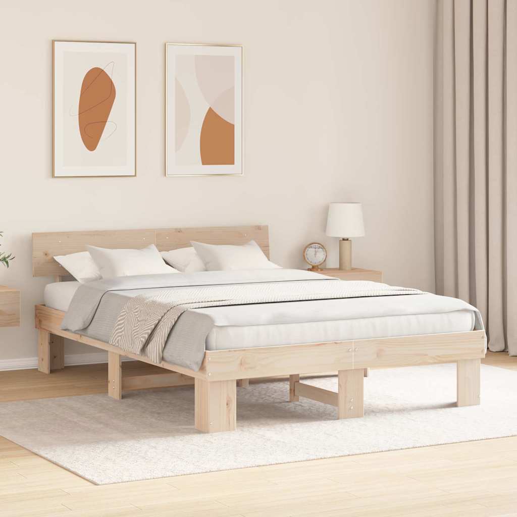Bedframe met hoofdeinde Naturel 160 x 200 cm Massief grenenhout is nu te koop bij PeponiXL, paradijselijk wonen!