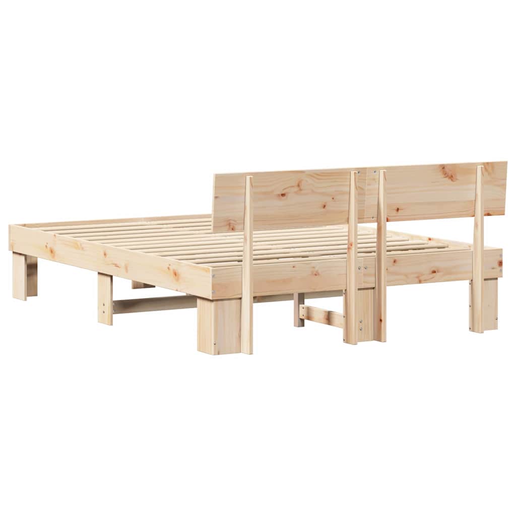 Bedframe met hoofdeinde Naturel 160 x 200 cm Massief grenenhout is nu te koop bij PeponiXL, paradijselijk wonen!