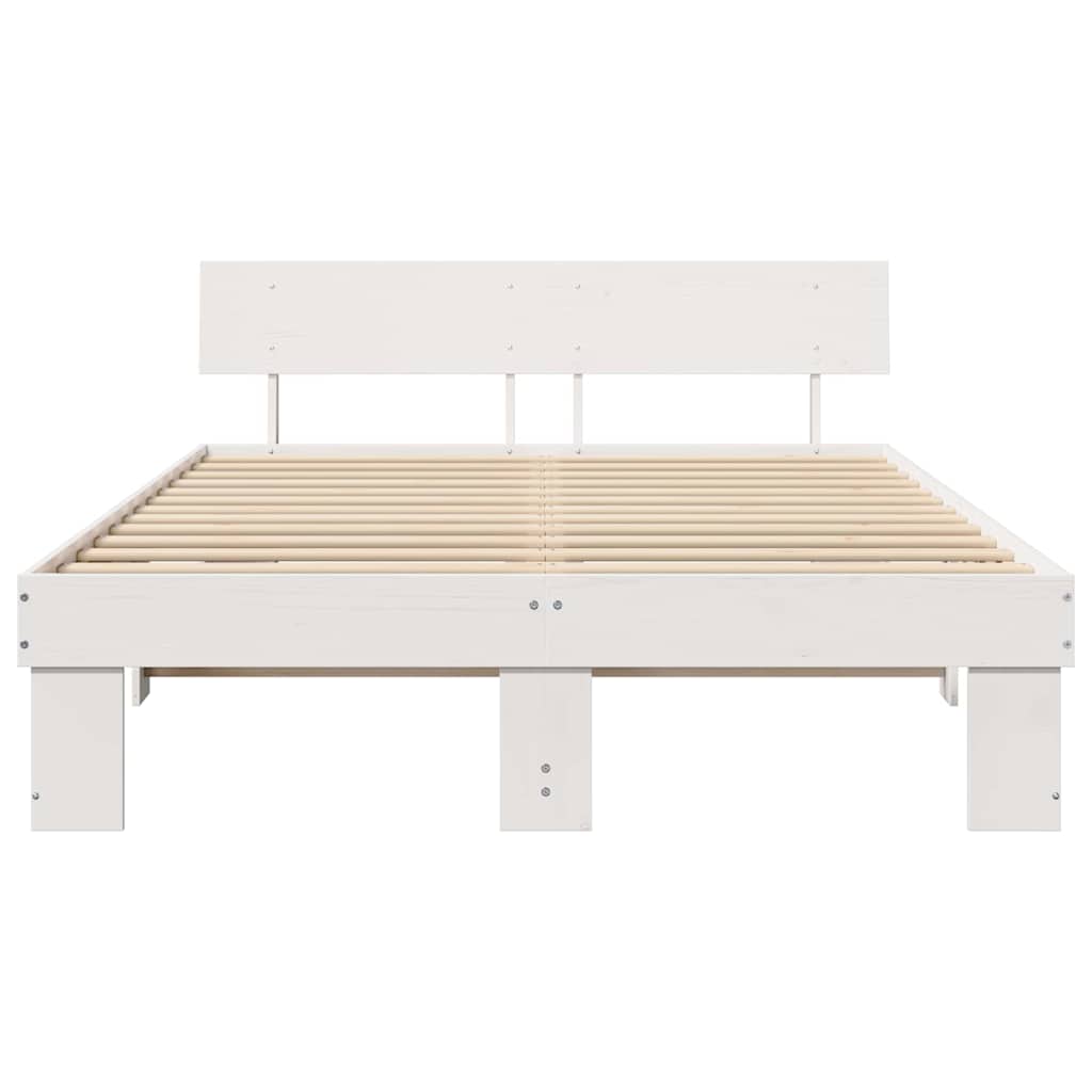 Bedframe met hoofdeinde Wit 160 x 200 cm Massief grenenhout is nu te koop bij PeponiXL, paradijselijk wonen!