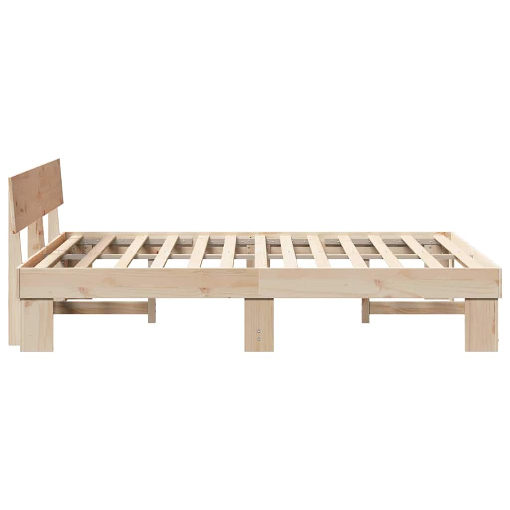 Bedframe met hoofdeinde Naturel 150 x 200 cm Massief grenenhout is nu te koop bij PeponiXL, paradijselijk wonen!