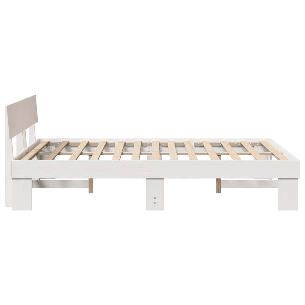 Bedframe met hoofdeinde Wit 150 x 200 cm Massief grenenhout is nu te koop bij PeponiXL, paradijselijk wonen!