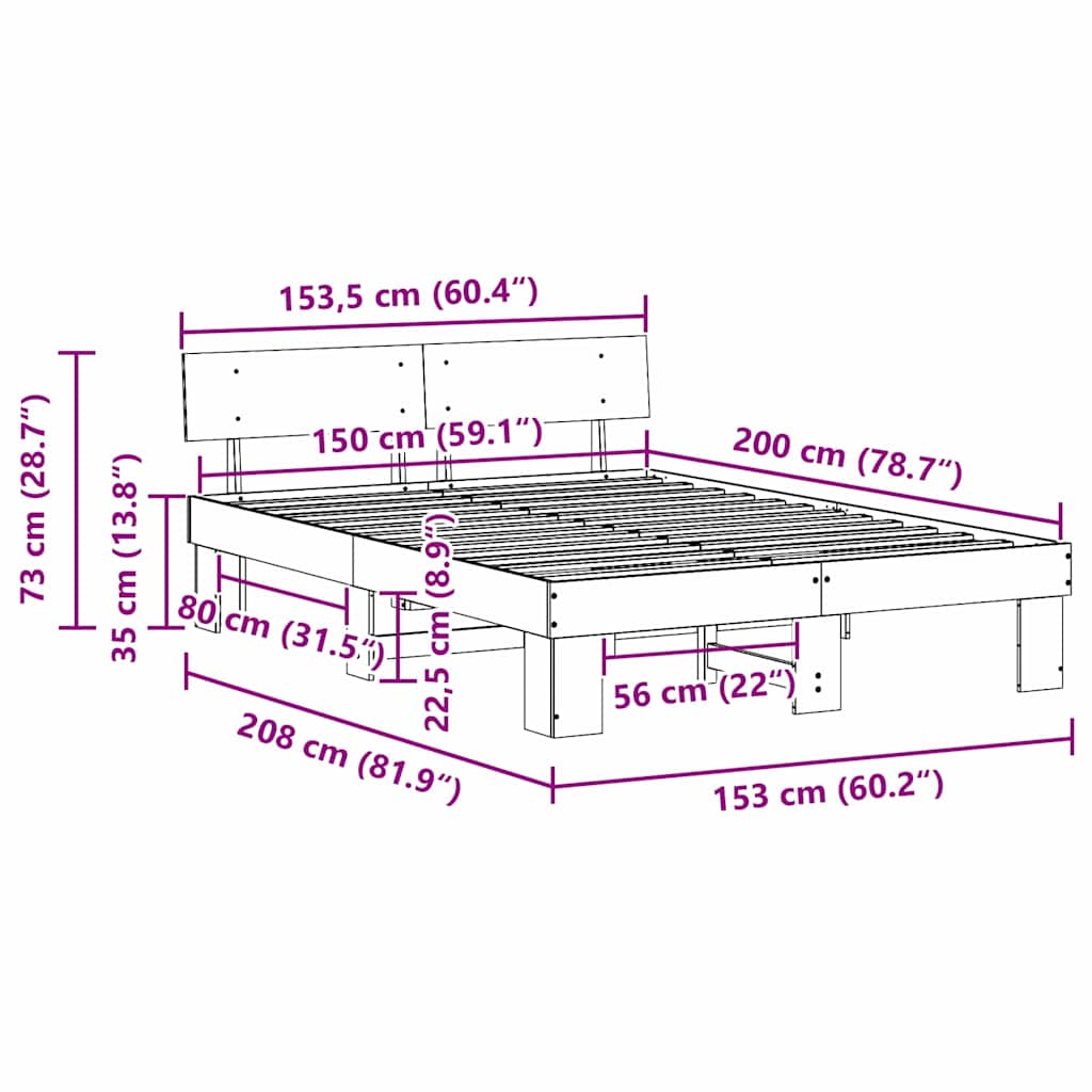 Bedframe met hoofdeinde Wit 150 x 200 cm Massief grenenhout is nu te koop bij PeponiXL, paradijselijk wonen!