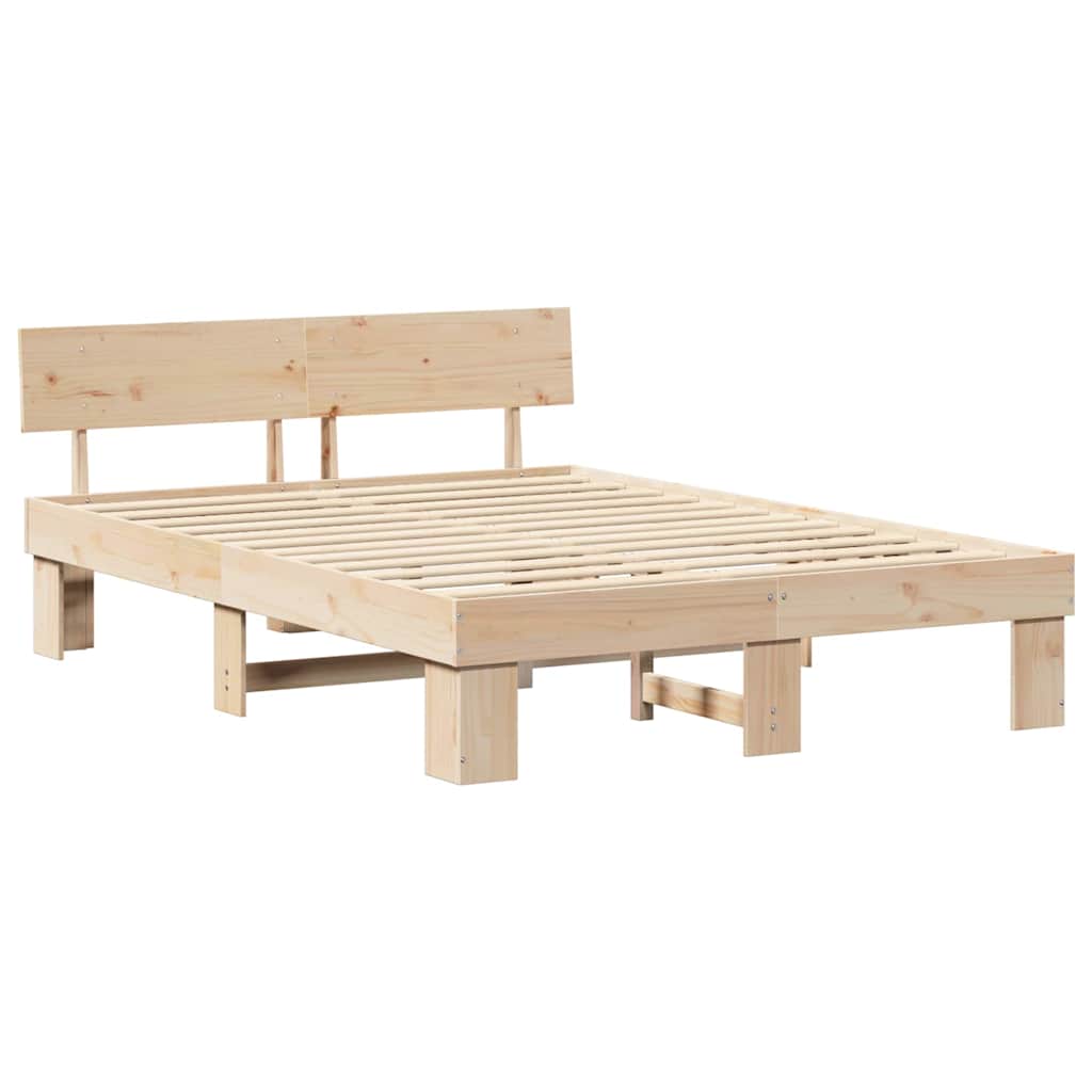 Bedframe met hoofdeinde Naturel 140 x 200 cm Massief grenenhout is nu te koop bij PeponiXL, paradijselijk wonen!
