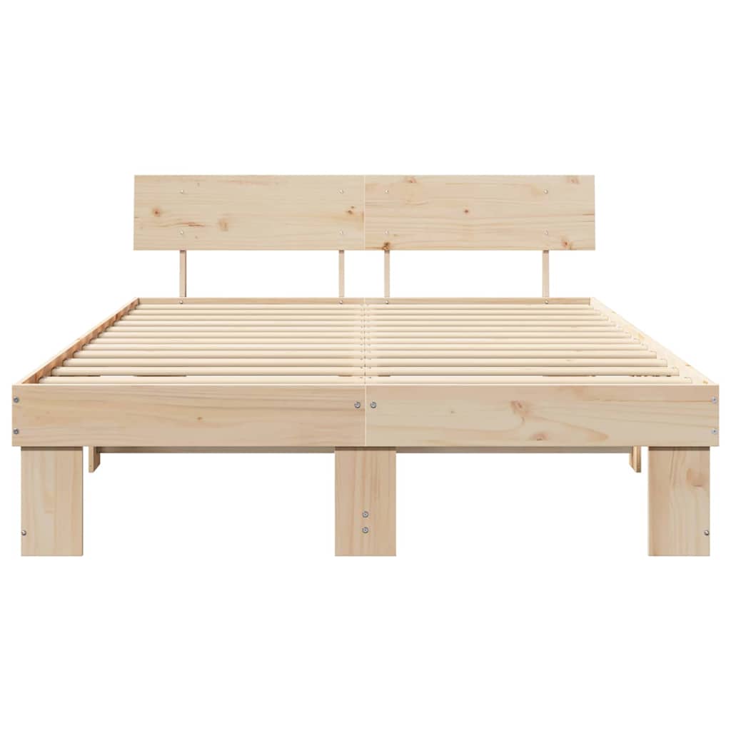 Bedframe met hoofdeinde Naturel 140 x 200 cm Massief grenenhout is nu te koop bij PeponiXL, paradijselijk wonen!