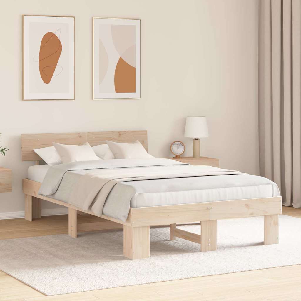 Bedframe met hoofdeinde Naturel 140 x 190 cm Massief grenenhout is nu te koop bij PeponiXL, paradijselijk wonen!