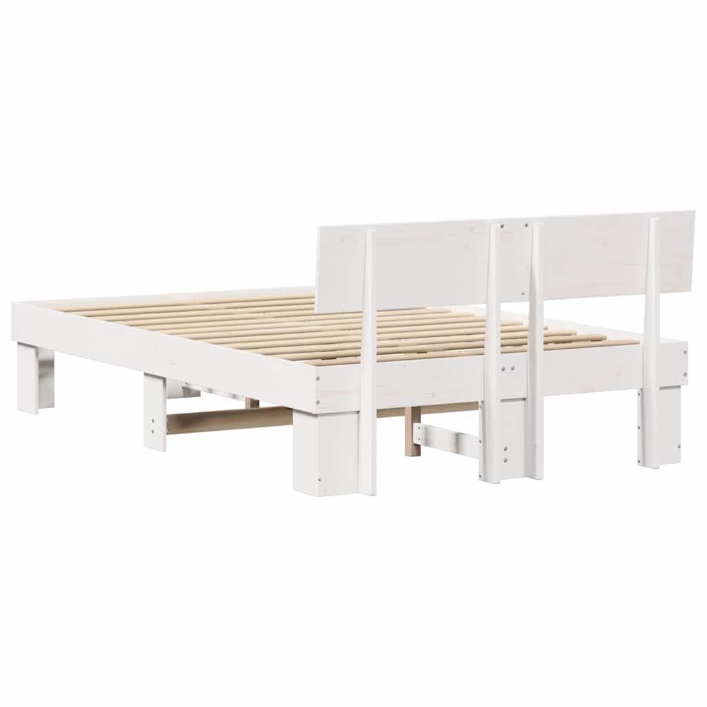 Bedframe met hoofdeinde Wit 140 x 190 cm Massief grenenhout is nu te koop bij PeponiXL, paradijselijk wonen!