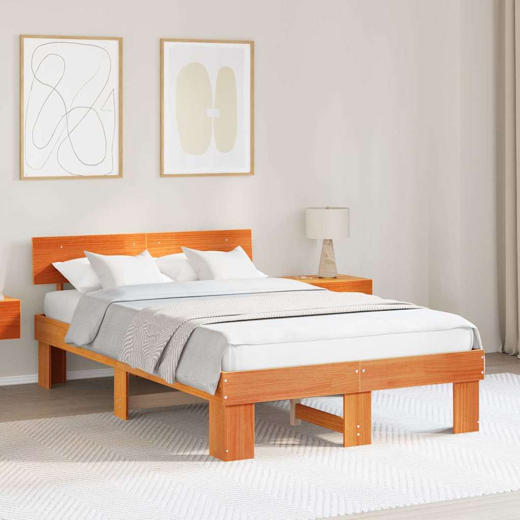 Bedframe Wasbruin 140 x 190 cm Massief grenenhout is nu te koop bij PeponiXL, paradijselijk wonen!