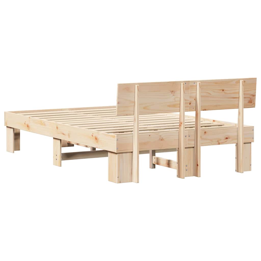 Bedframe met hoofdeinde Naturel 135 x 190 cm Massief grenenhout is nu te koop bij PeponiXL, paradijselijk wonen!