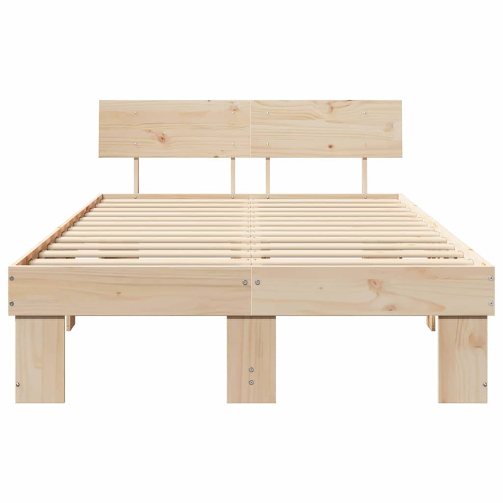Bedframe met hoofdeinde Naturel 135 x 190 cm Massief grenenhout is nu te koop bij PeponiXL, paradijselijk wonen!