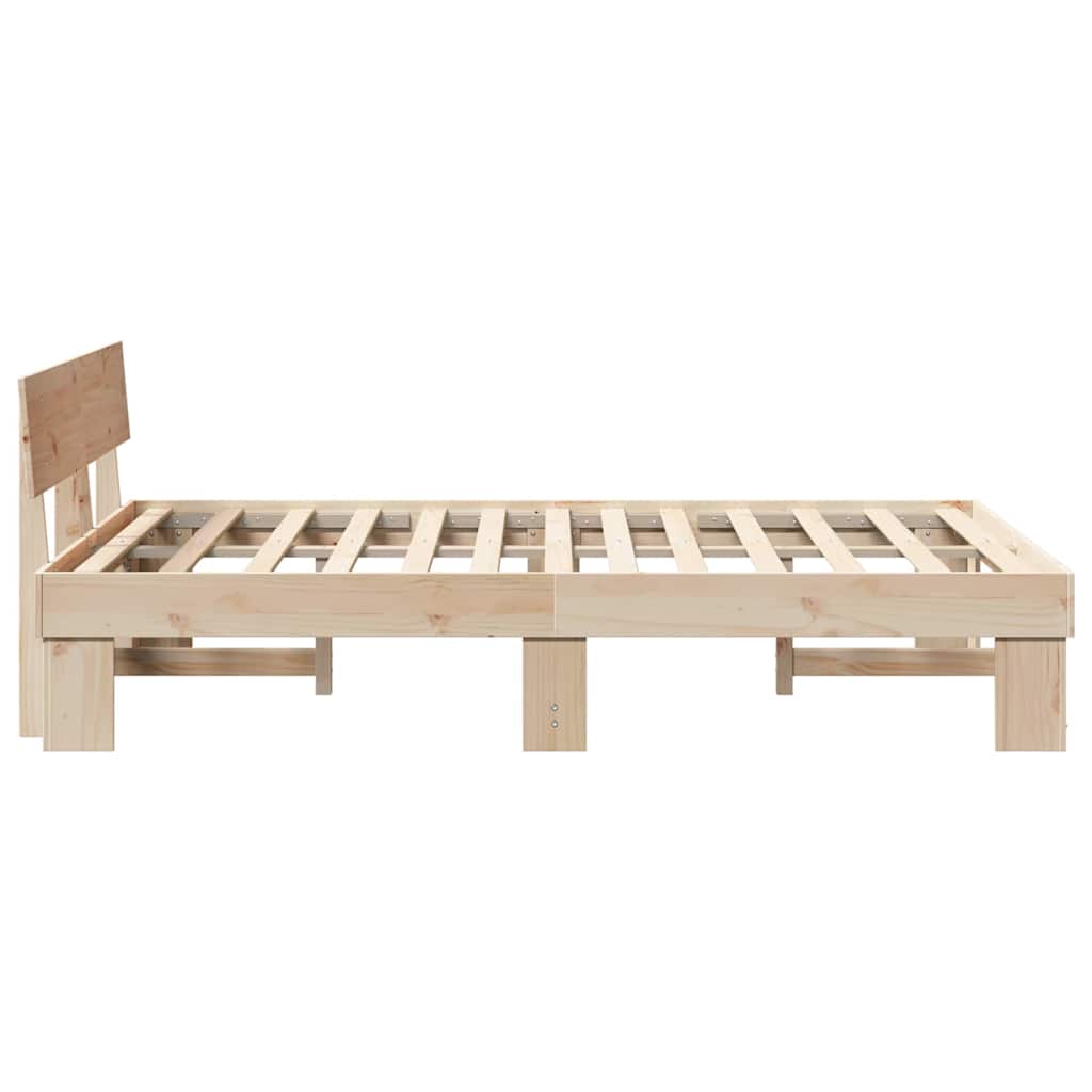 Bedframe met hoofdeinde Naturel 135 x 190 cm Massief grenenhout is nu te koop bij PeponiXL, paradijselijk wonen!
